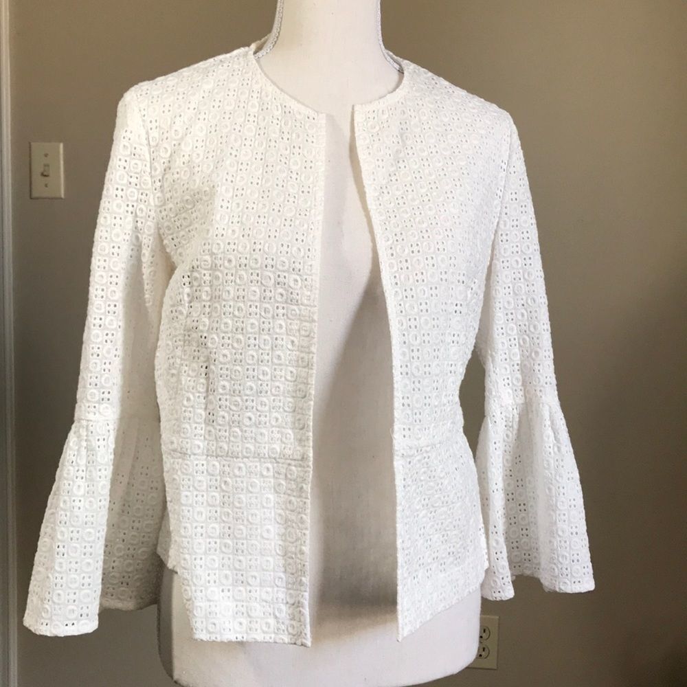 Zara cutwork embroidery open jacket